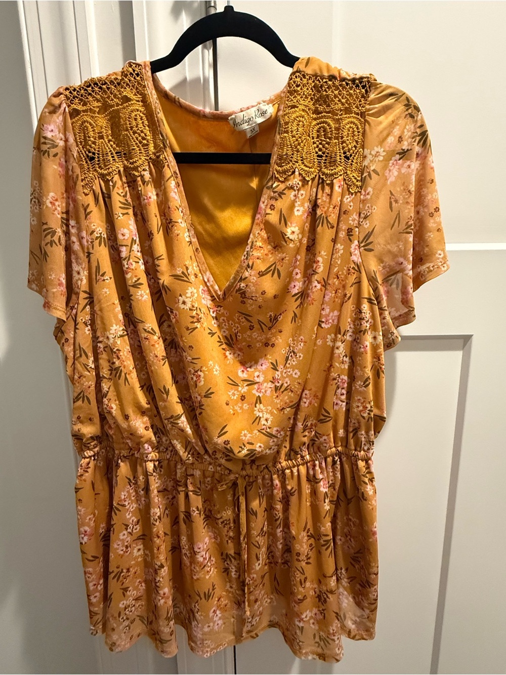 Yellow Floral Blouse 3X
